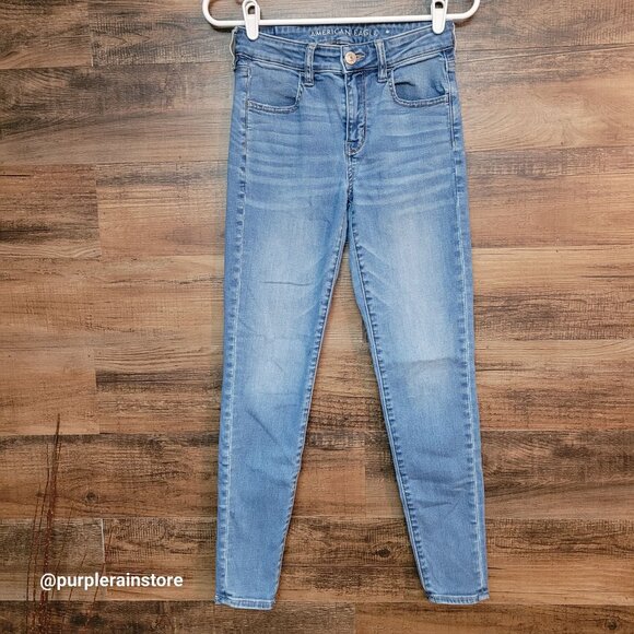 American Eagle 4 R Jegging Next Level Stretch Hi Rise Medium Light Wash Denim - Picture 1 of 12